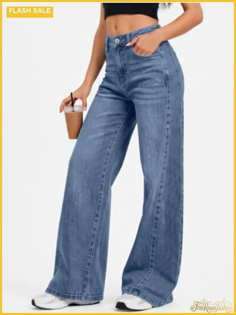 Women's Wide Leg Jeans Stretchy Denim Pants 2026